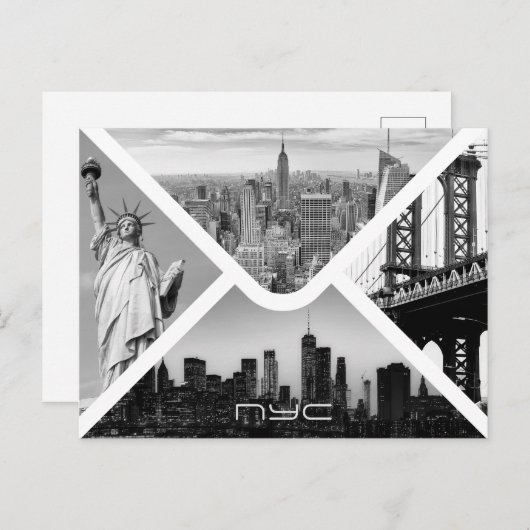 New York City postenvelop afbeelding zwart wit Briefkaart (Voorkant / Achterkant)