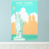 New York City Poster Lady Liberty Canvas Afdruk (Insitu (Houten vloer))