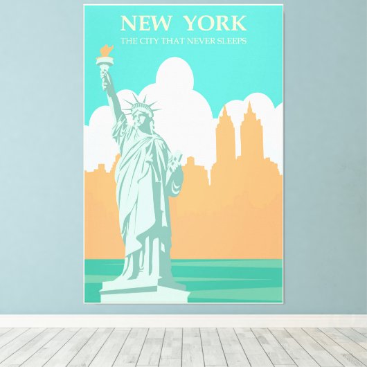  New York City Poster Lady Liberty Canvas Afdruk (Insitu (Houten vloer))