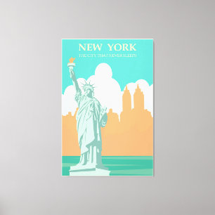  New York City Poster Lady Liberty Canvas Afdruk