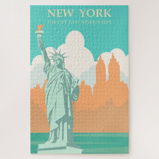  New York City Poster Lady Liberty Legpuzzel (Verticaal)