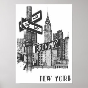 new york city poster, nyc silhouet kunst, manhatta poster