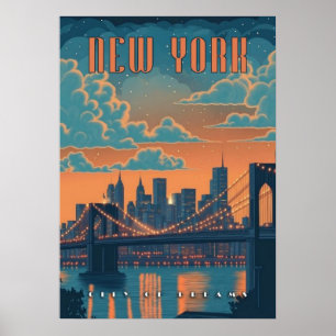 new york city poster, nyc silhouet kunst, manhatta poster