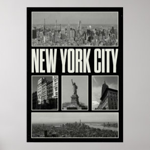 New York City poster, NYC Skyline Art, Manhattan W Poster