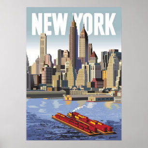 New York City poster, NYC Skyline Art, Manhattan W Poster
