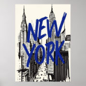 New York City poster, NYC Skyline Art, Manhattan W Poster (Voorkant)