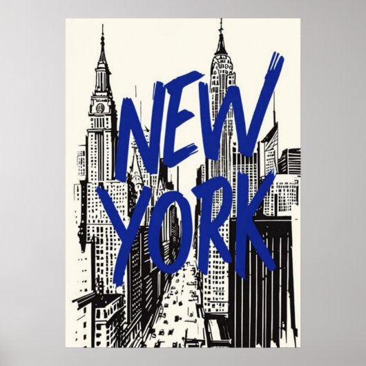 New York City poster, NYC Skyline Art, Manhattan W Poster (Voorkant)