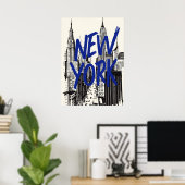 New York City poster, NYC Skyline Art, Manhattan W Poster (Thuiskantoor)
