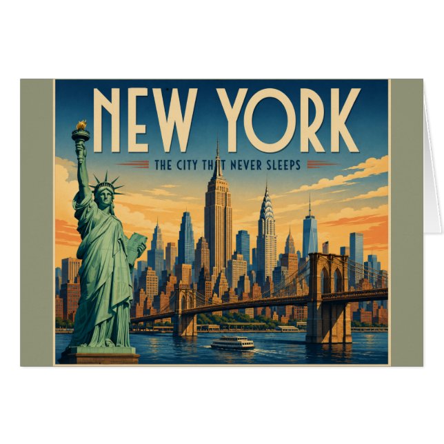 New York City Poster - Vrijheid & Silhouet (Voorkant Horizontaal)