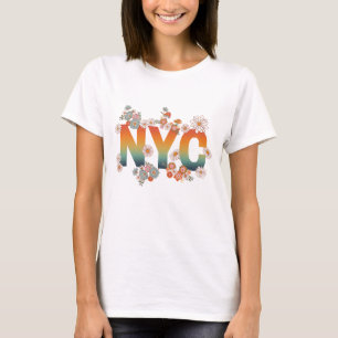 New York City Power Flower Retro T-Shirt