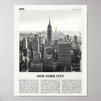 New York City Print Zwart-wit Skyline