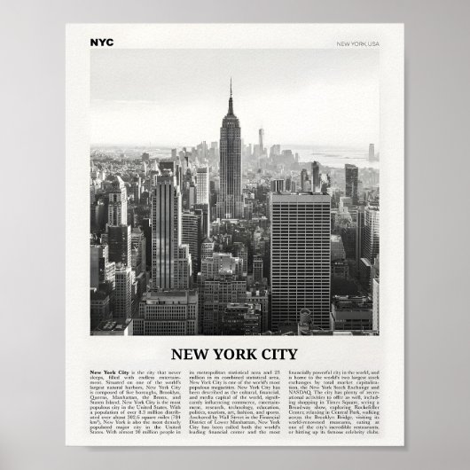 New York City Print Zwart-wit Skyline (Voorkant)