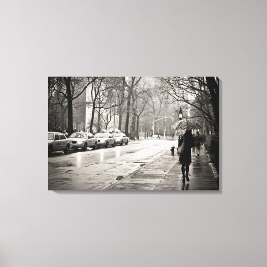 New York City - Rainy Day in Greenwich Village Canvas Afdruk (Voorkant)
