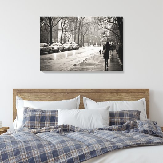 New York City - Rainy Day in Greenwich Village Canvas Afdruk (Insitu (Slaapkamer))