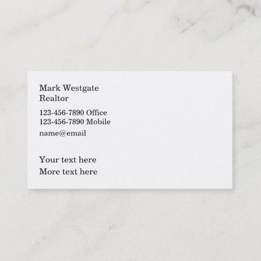 New York City Realtor Double Side Visitekaartje (Achterkant)