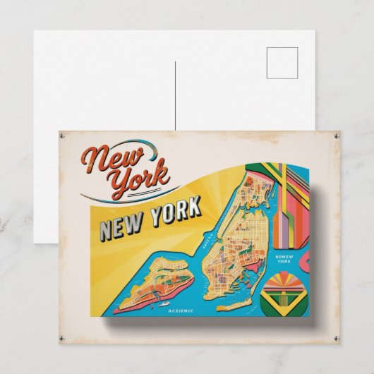 New York City Retro Briefkaart (Voorkant / Achterkant)