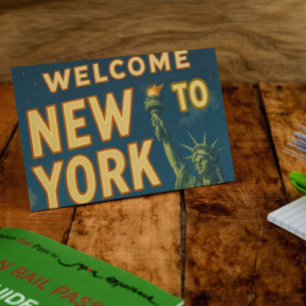 New York City Retro Vrijheidsbeeld  kunst Briefkaart