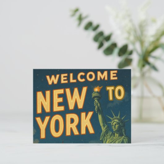 New York City Retro Vrijheidsbeeld  kunst Briefkaart (Staand voorkant)