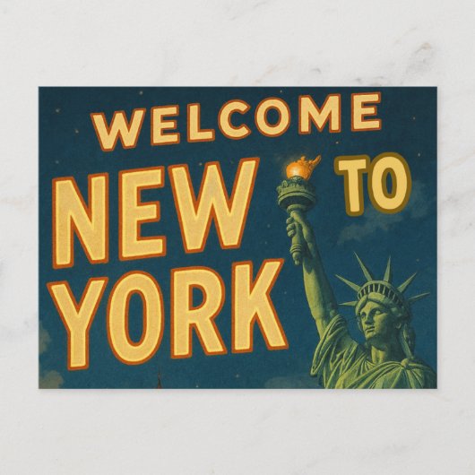 New York City Retro Vrijheidsbeeld  kunst Briefkaart (Voorkant)