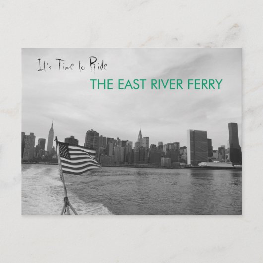 New York City - Ride the East River Ferry Briefkaart (Voorkant)