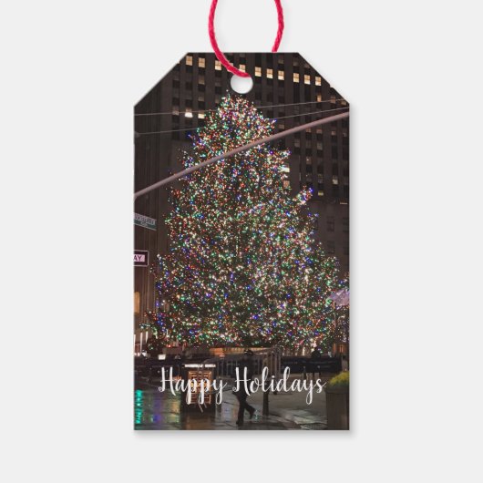 New York City Rockefeller Center kerstboom Cadeaulabel (Voorkant)
