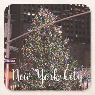 New York City Rockefeller Center kerstboom Kartonnen Onderzetters