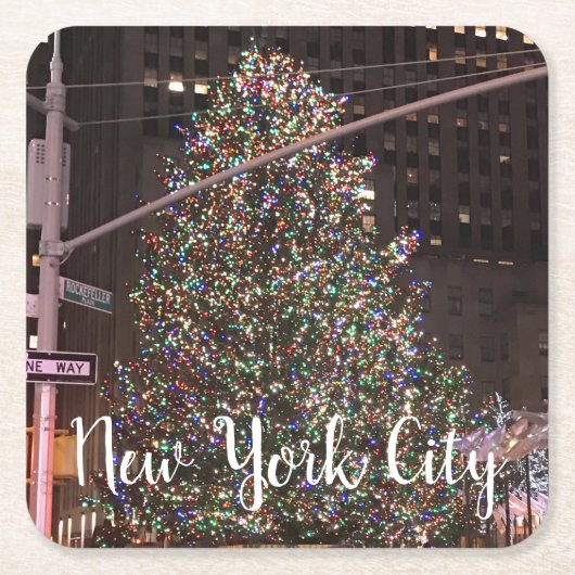 New York City Rockefeller Center kerstboom Kartonnen Onderzetters (Voorkant)