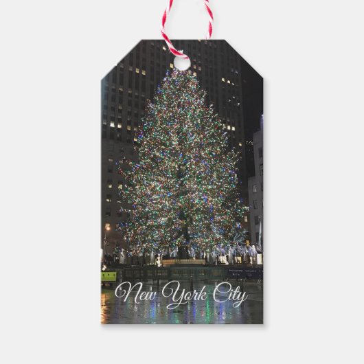 New York City Rockefeller Center kerstboom NY Cadeaulabel (Voorkant)