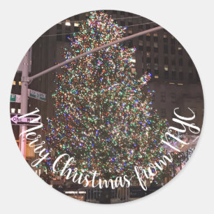 New York City Rockefeller Center kerstboom Ronde Sticker