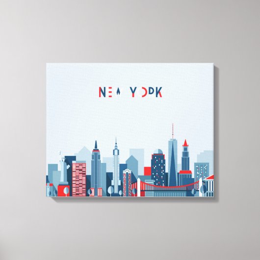 New York City | Rood, wit en blauw Canvas Afdruk (Voorkant)