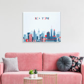 New York City | Rood, wit en blauw Canvas Afdruk (Insitu (Woonkamer))
