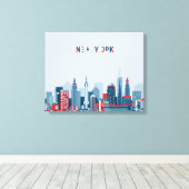 New York City | Rood, wit en blauw Canvas Afdruk (Insitu (Houten vloer))
