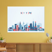 New York City | Rood, wit en blauw Canvas Afdruk (Insitu (Woonkamer))