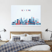 New York City | Rood, wit en blauw Canvas Afdruk (Insitu (Slaapkamer))