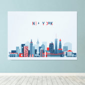 New York City | Rood, wit en blauw Canvas Afdruk (Insitu (Houten vloer))
