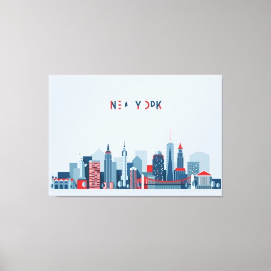 New York City | Rood, wit en blauw Canvas Afdruk (Voorkant)