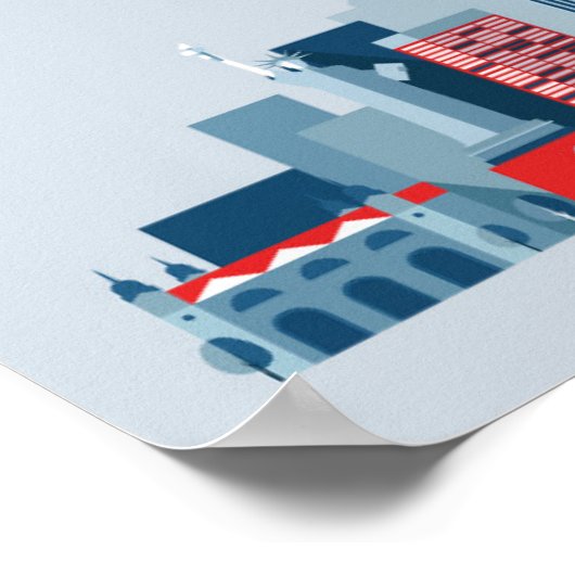 New York City | Rood, wit en blauw Poster (Hoek)