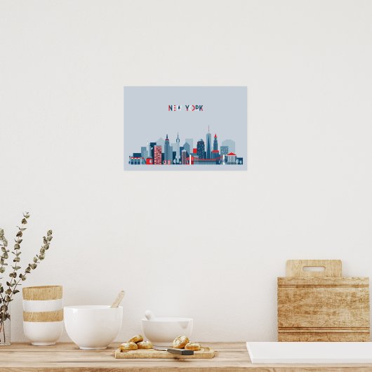 New York City | Rood, wit en blauw Poster (Keuken)