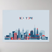New York City | Rood, wit en blauw Poster (Voorkant)