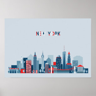 New York City   Rood, wit en blauw Poster