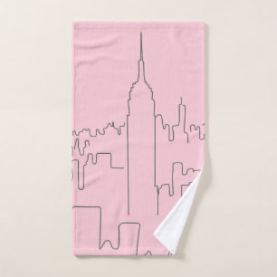 New York City Roze Minimale Lijn Bad Handdoek