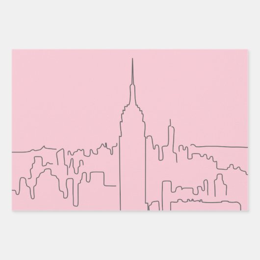 New York City Roze Minimale Lijn Inpakpapier Vel (Voorkant 3)