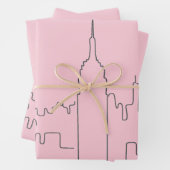 New York City Roze Minimale Lijn Inpakpapier Vel (In situ)