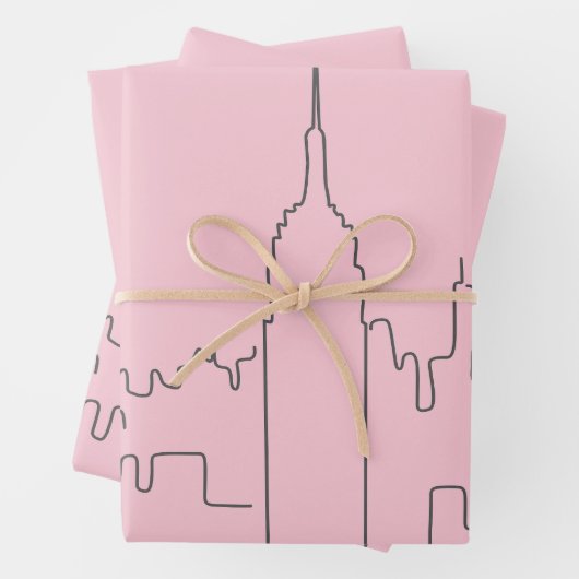 New York City Roze Minimale Lijn Inpakpapier Vel (In situ)