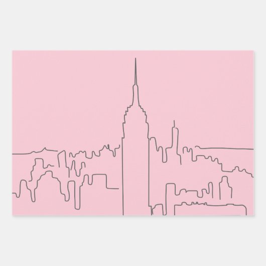 New York City Roze Minimale Lijn Inpakpapier Vel (Voorkant)