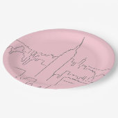 New York City Roze Minimale Lijn Papieren Bordje (Gekanteld)