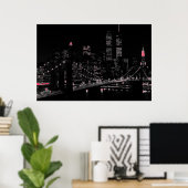 New York City 's Nachtopname Poster (Thuiskantoor)
