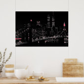 New York City 's Nachtopname Poster (Keuken)