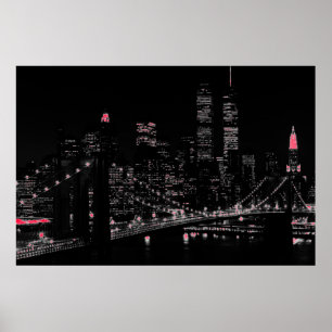 New York City 's Nachtopname Poster