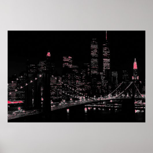 New York City 's Nachtopname Poster (Voorkant)